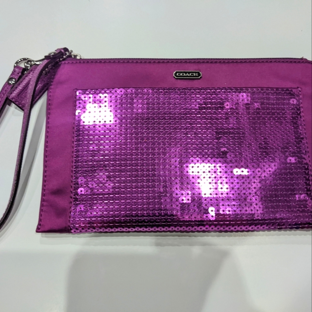 Coach Sequin Party Clutch/Wristlet Mulberry F49887